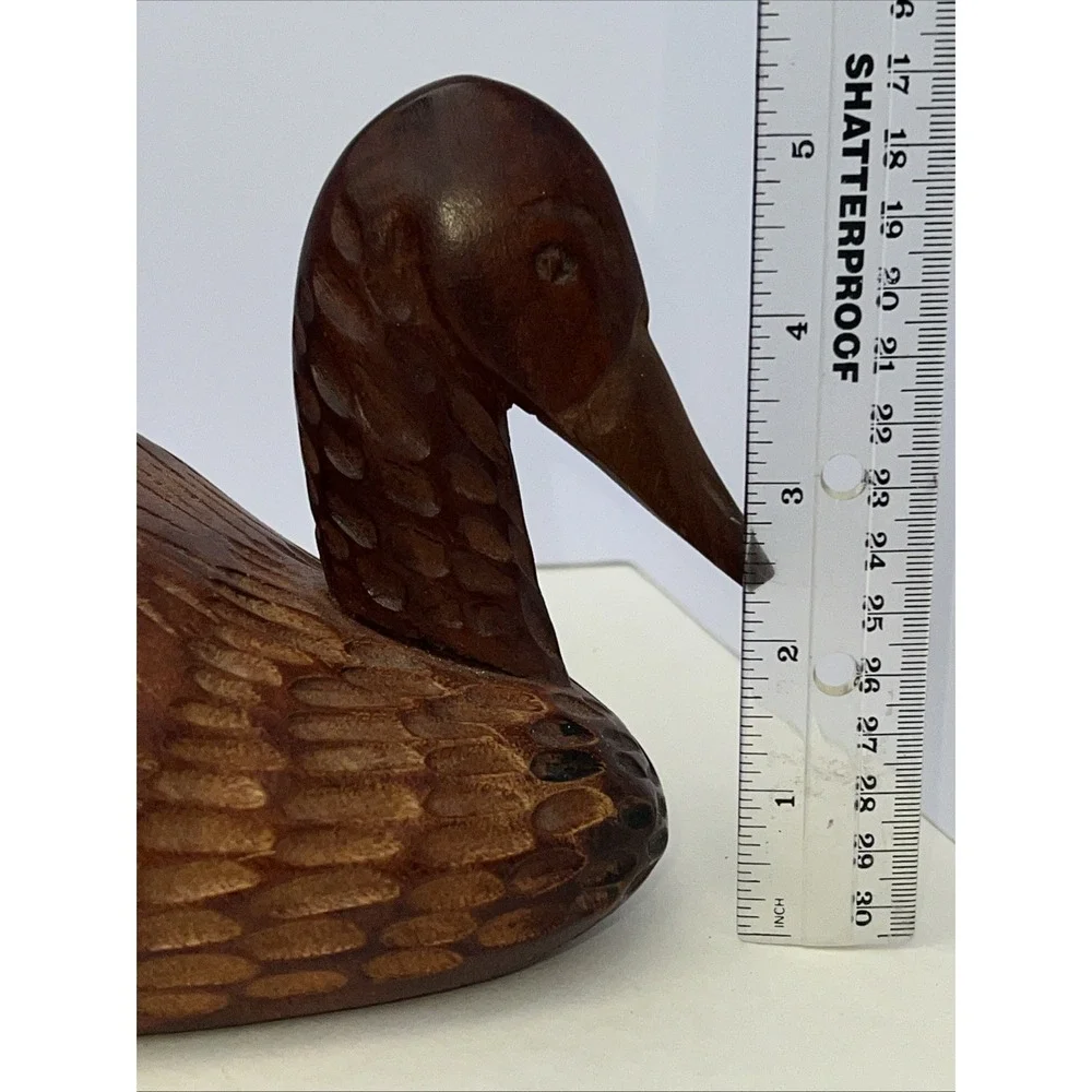 Hand Carved Wood Duck Figurine Vintage Artist Signed Delphine Nelson 6